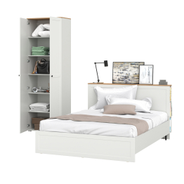 Кровать с ортопедическим основанием для матраса 1600х2000 и шкаф с полками Остин