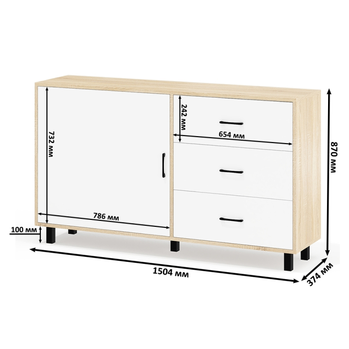 Туалетные столики, Столик косметический с подсветкой Сура и тумба-комод 122-1504
