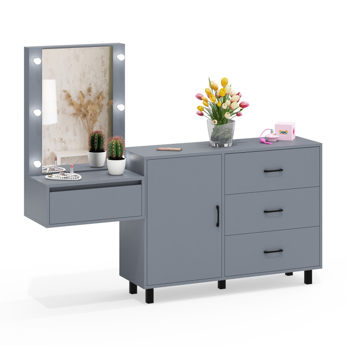 Туалетные столики, Комод с дверками и ящиками 122-1204 и косметический столик навесной с подсветкой