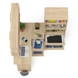 Рабочее место с угловым столом Мори МС-16 правым со стеллажом и полкой