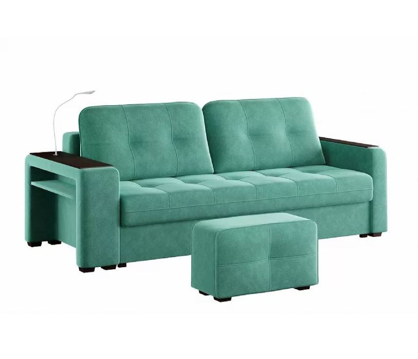 Диваны с ящиком для белья, Диван-кровать прямой Smart 4 пуф слева Велюр