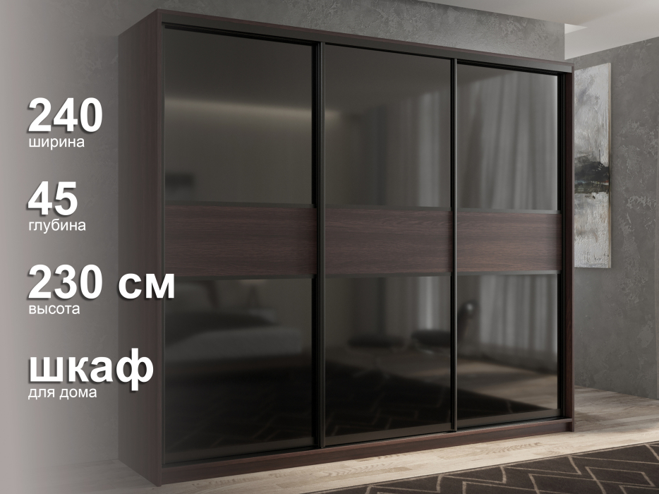 Шкафы-купе 3-х дверные, Шкаф-купе 3х дверный Кааппи 12 240х45