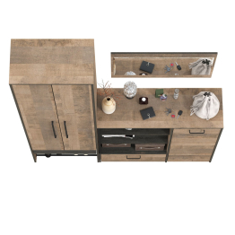 Шкаф для одежды в прихожую Трувор с зеркалом 15.30 и комодом-тумбой