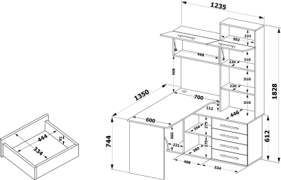 Компьютерный стол КСТ-14 Правый