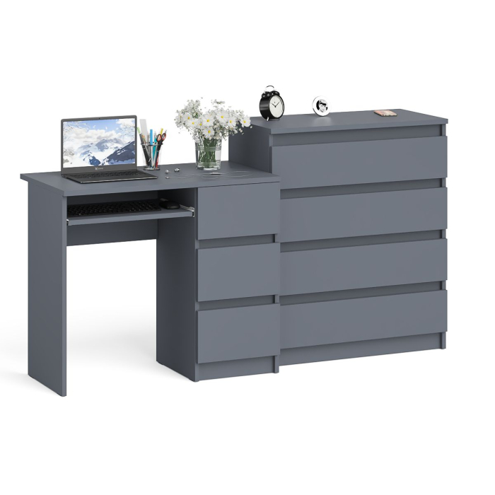 Домашние кабинеты, Стол компьютерный с ящиками МС-6 правый с комодом МК800 4 ящика Мори