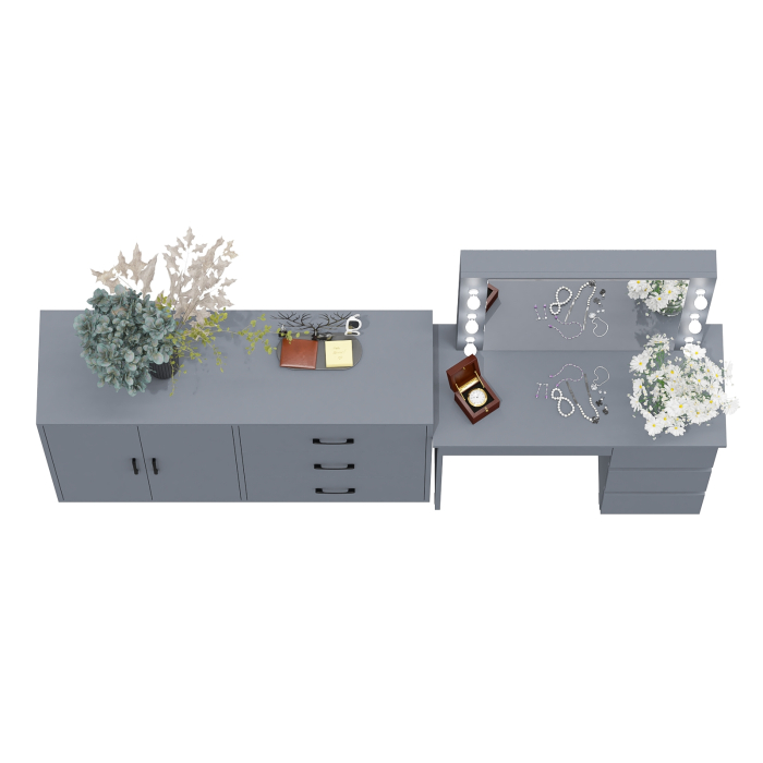 С зеркалом, Комод-тумба 123-1204 и столик косметический с подсветкой и зеркалом Сура