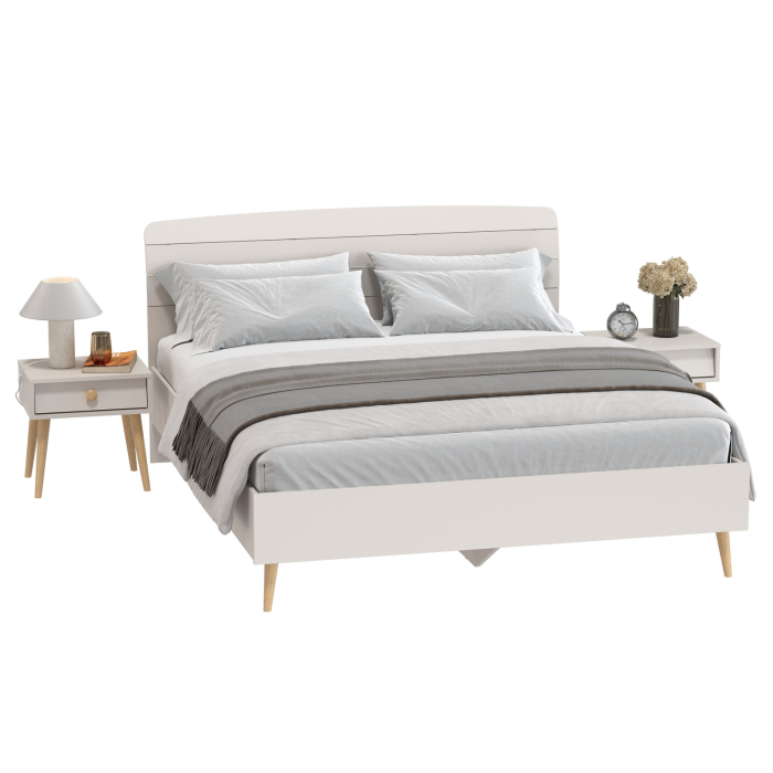 Спальные гарнитуры, Современная мебель Афина из широкой кровати на 1600 и двух прикроватных тумбочек