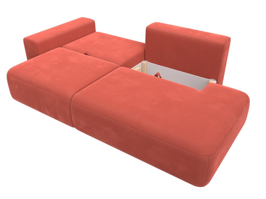 Диваны еврокнижки, Диван прямой Лига-036 Модерн подлокотник слева, микровельвет