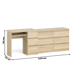 Комод Мори МК-1200 6 ящиков и компьютерный стол МС-6 три ящика справа