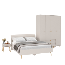 Прикроватная тумбочка Афина с кроватью двуспальной 1600 и шкаф-комод 4-х дверный