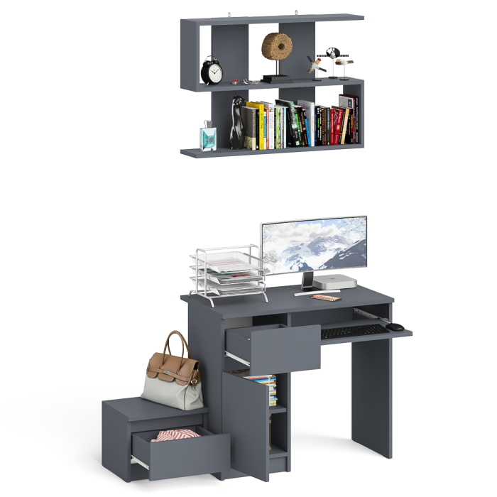 Прямые компьютерные столы, Стол компьютерный Мори МС-1 левый с тумбой и полкой 900