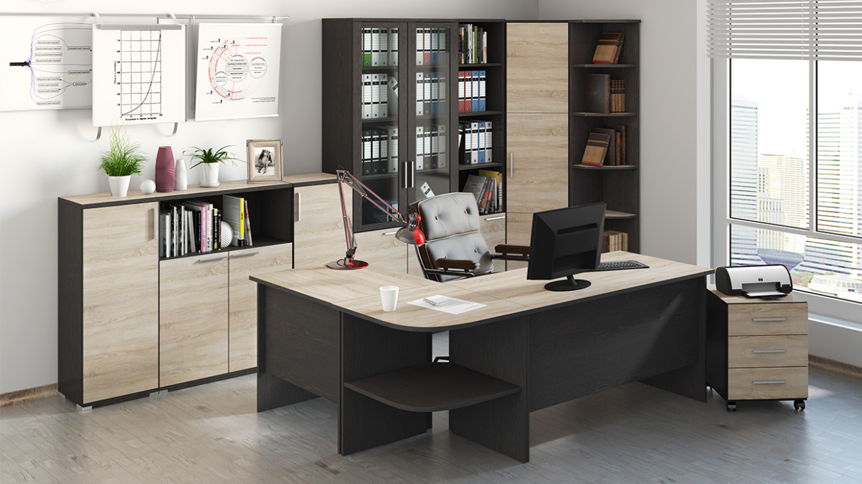 Стеллажи, Шкаф для документов с 2-мя стеклянными дверями Успех-2 ПМ-184.17