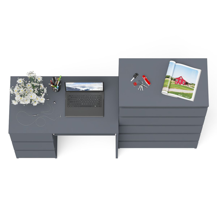 Домашние кабинеты, Комод высокий Мори МК700 5-ть ящиков и стол компьютерный Мори МС-6 левый