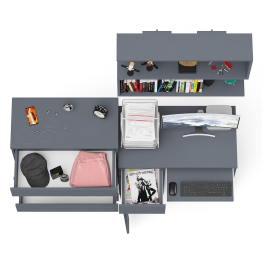 Комод четыре ящика Мори 800-4 со столом компьютерным с тумбой слева и полкой 900