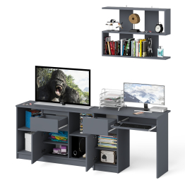 Тумба для техники МТВ1204.1 с компьютерным столом Мори МС-1 левым и полкой навесной