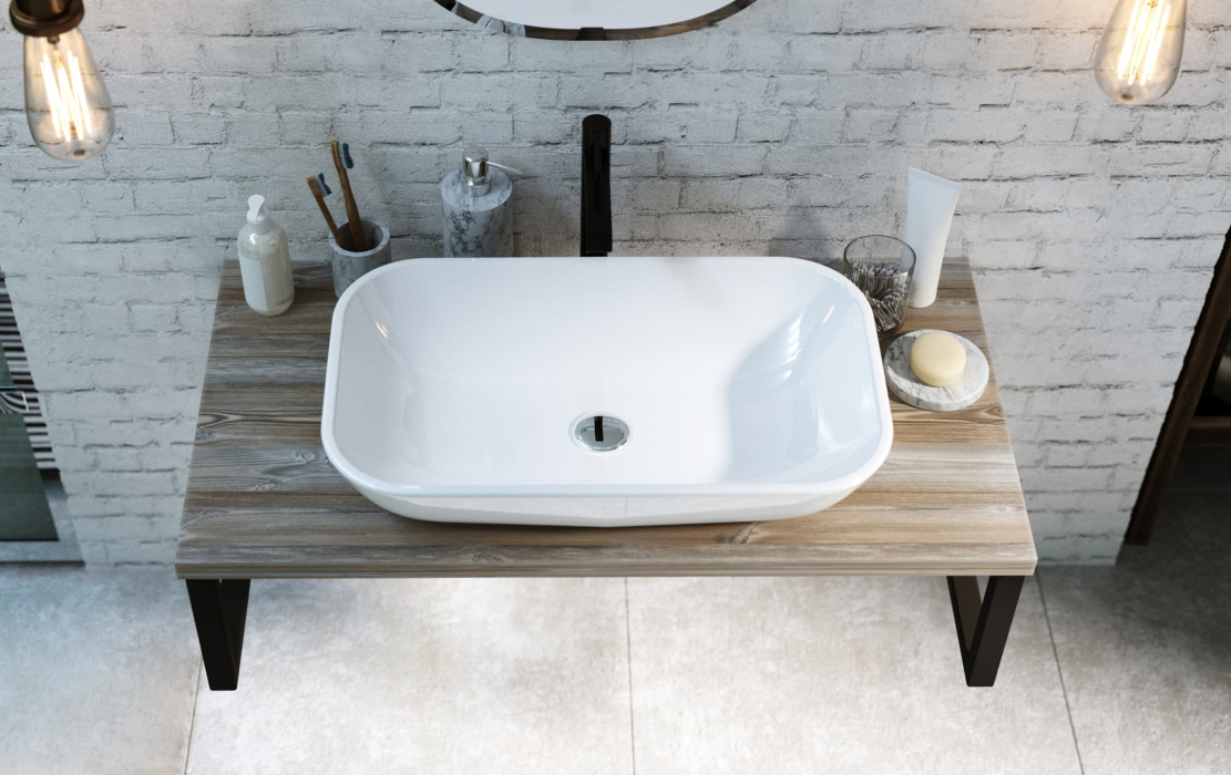 Тумбы в ванную комнату, Столешница для ванной 1Marka GRUNGE LOFT 100 