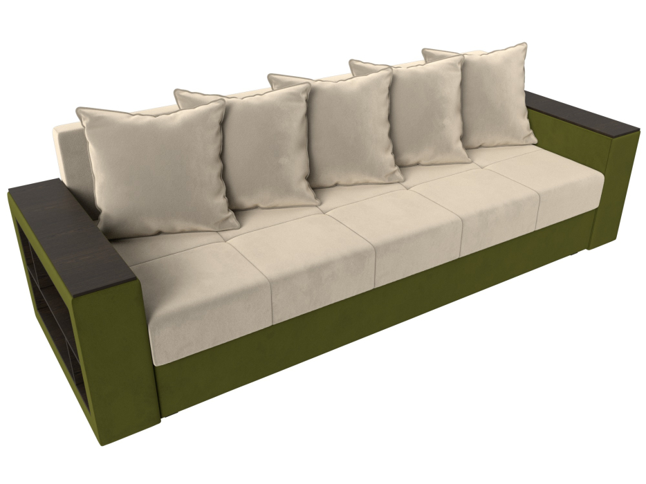 Диваны кровати со спальным местом, Диван прямой Дубай Лайт полки слева, микровельвет