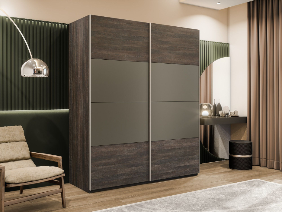 Шкафы-купе 2-х дверные, Шкаф-купе Эста 2-х дверный ДСП/Стекла хаки/Доводчик 200х66х240