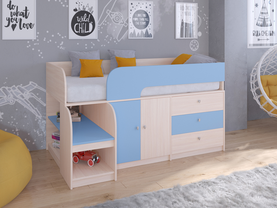 Кровати-чердаки, Кровать-чердак Астра 9 V1 Дуб молочный