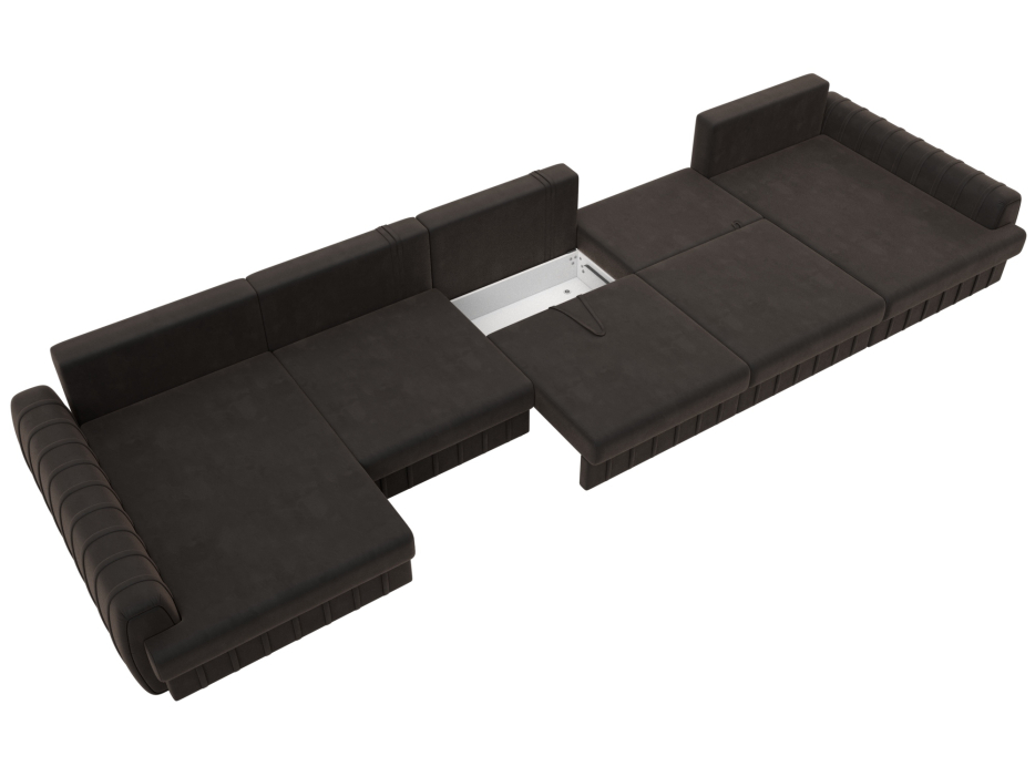 Диваны угловые в гостиную, Диван П-образный Лига-057 НПБ МегаЛонг, велюр SEVEN