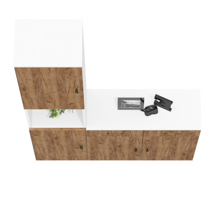 Домашние кабинеты, Две тумбы с ящиком и дверкой и пенал для рабочего кабинета Лидер-8