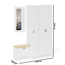 Шкаф с пеналом-500 и обувницей с сиденьем П-6 фрезеровка ромб