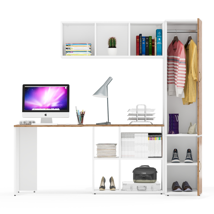 Домашние кабинеты, Стол-трансформер с навесной полкой Лидер-8 и функциональным пеналом МД 23Б