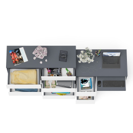 Комод Мори 1200-8 и стол компьютерный МС-6 3 ящика слева