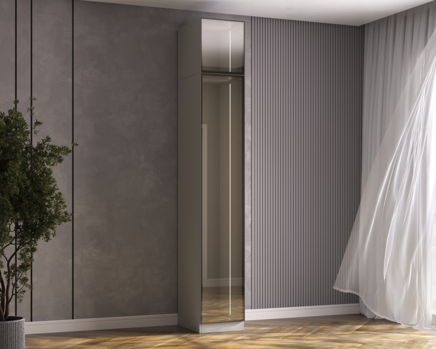 Шкафы одностворчатые, Спальня Букле Шкаф 1-дв (универсальный с зеркалом) *антресоль 350мм