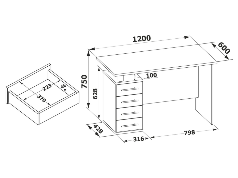 Прямые компьютерные столы, Компьютерный стол КСТ-106.1