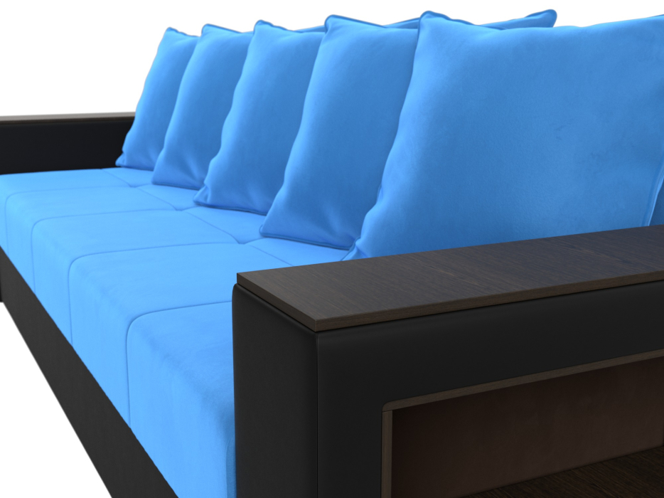 Диваны прямые, Диван прямой Дубай Лайт полки справа, велюр/экокожа