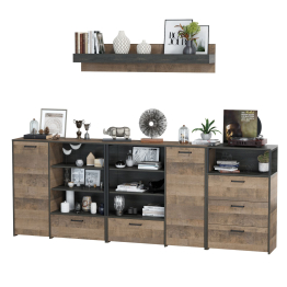 Два комода с дверкой и ящиком с навесной полкой и комодом с тремя ящикамиТрувор