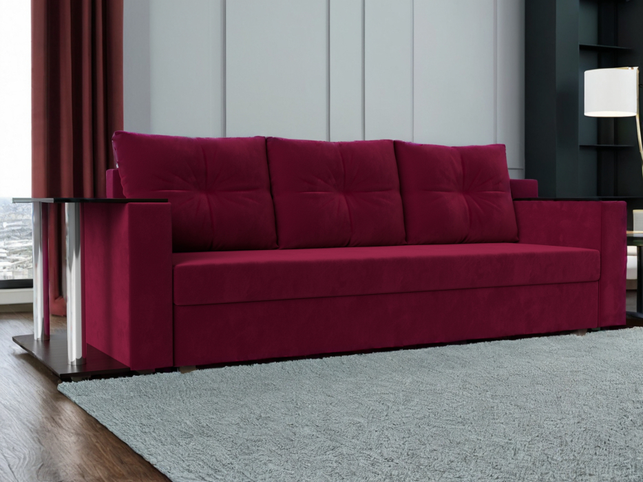 Диваны еврокнижки, Диван прямой Атланта со столом слева, микровельвет