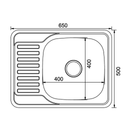 Мойка врез 50х65 (0,6) прав, с сифоном