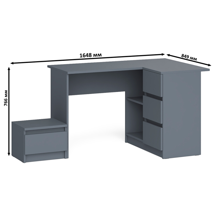 Угловые, Угловой компьютерный стол Мори МС-16 правый с тумбой ТМП400