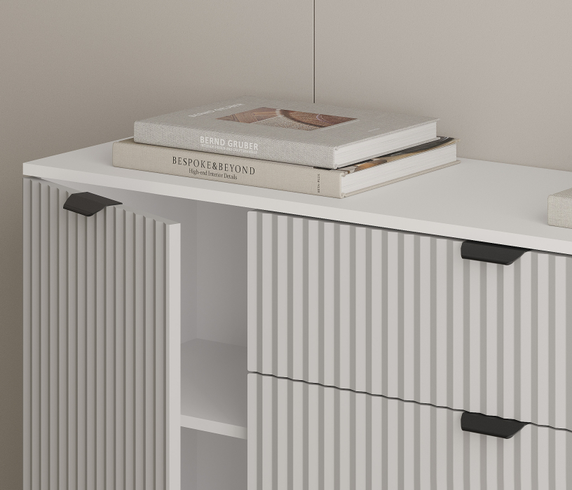 Комоды, Комод Тренд СБ-3443 3 ящика, 2 двери Белый/МДФ Джаз Серый