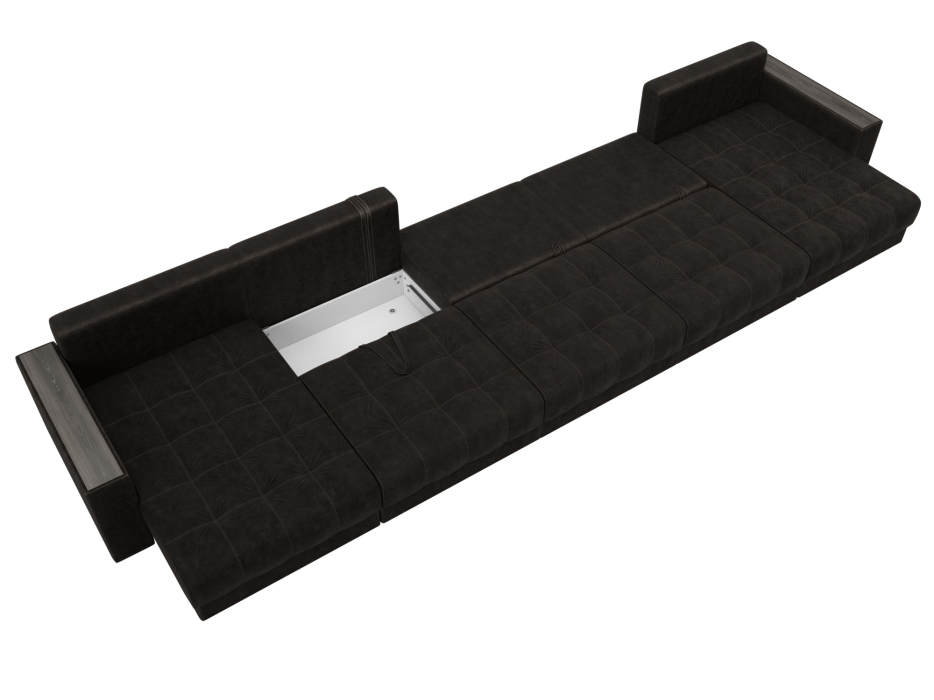 Диваны еврокнижки, Диван П-образный с декором Лига-049 НПБ Мегалонг, велюр BRUT