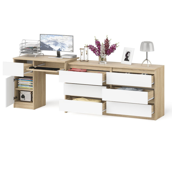 Компьютерные столы, Комод 6-ть ящиков Мори 1380 и стол компьютерный МС-1 дверка и ящик слева