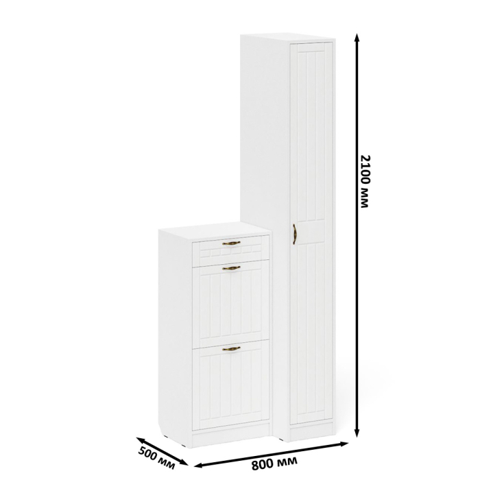 Прихожие, Обувница П-6 с пеналом П-6-500 фрезеровка прованс