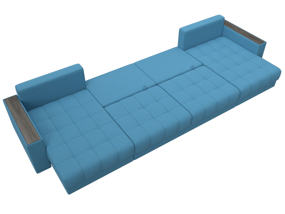 Дизайнерские диваны для гостиной, Диван П-образный с декором Лига-049 НПБ Лонг, рогожка Амур