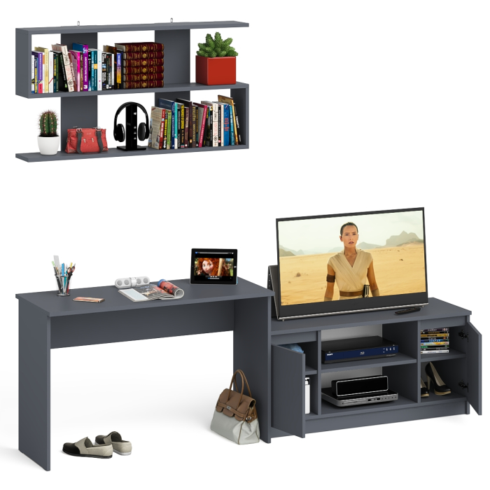 Прямые компьютерные столы, Широкая тумба Мори 1200 с письменным столом 1200.1 и полкой 