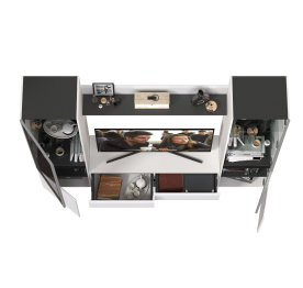 Стенка для гостиной с двумя стеклянными дверками Сидней № 49