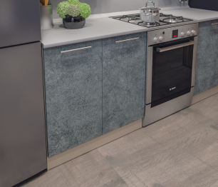 Кухонный гарнитур Регина Песочный / Белый глянец, Бетон серый 2 м