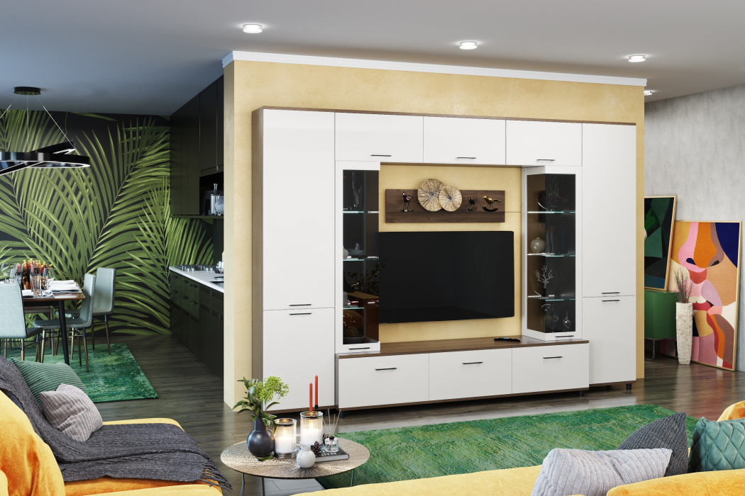 Стенки для гостиной, Модульная гостиная Грейс композиция 6  Гикори Джексон Темный