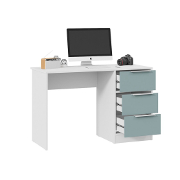 Стол письменный Марли Тип 1, белый, серо-голубой