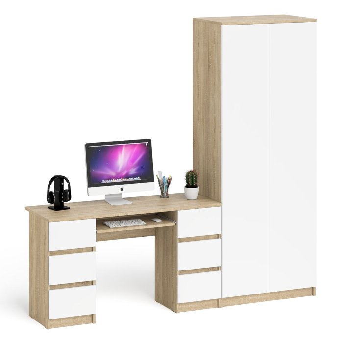 Компьютерные столы, Стол компьютерный МС-2 две тумбы с ящиками с двухдверным шкафом Мори