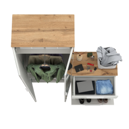 Шкаф для одежды с зеркальными дверками и обувница Октава.