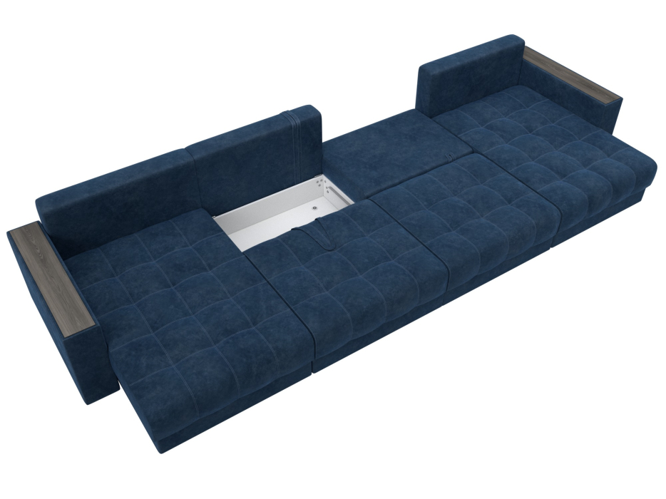 Дизайнерские диваны для гостиной, Диван П-образный с декором Лига-049 НПБ Лонг, велюр BRUT