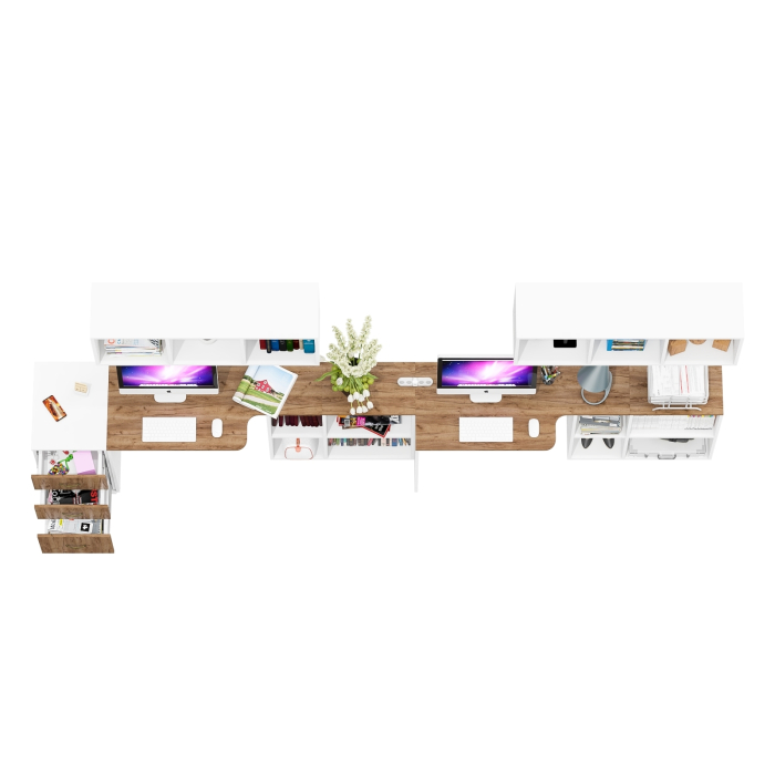 Домашние кабинеты, Два компьютерных раскладных стола Лидер-8 с открытыми полками и тумбы с ящиками