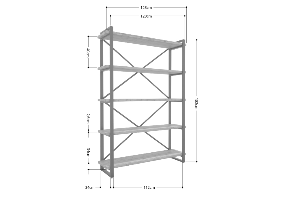 Стеллажи, Стеллаж Айсберг Лофт 120х182-2 белый